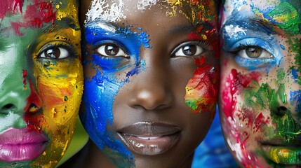 Obraz premium Celebration of world day embracing multicultural society, cultural diversity, and international tolerance with African American, Asian, and Caucasian community integration and pride