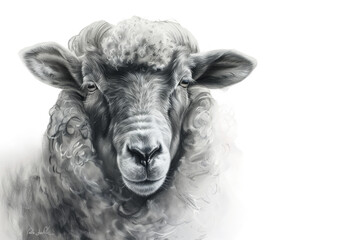 A Portrait Capturing the Essence of a Sheep On Transparent Background.