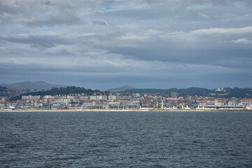 Fototapeta premium View from the sea of the city of Vigo, Galicia, Spain