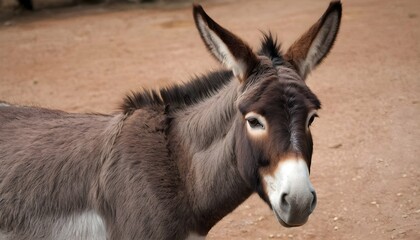 Obraz na płótnie Canvas A Donkey With Its Ears Flicking Back And Forth Li