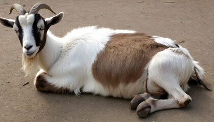 a goat with its legs folded beneath it resting upscaled 21