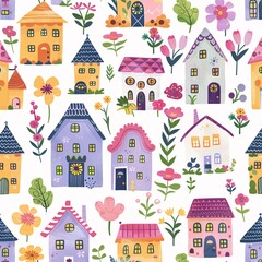 Flower-filled Houses A Colorful and Vibrant Monthly Event Generative AI