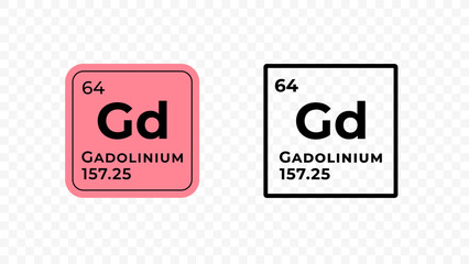 Gadolinium, chemical element of the periodic table vector design - obrazy, fototapety, plakaty