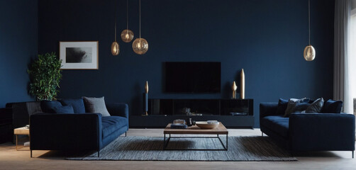  Interior design of modern living room with Royel Blue and White color 