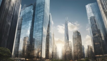 Picture A City Where Skyscrapers Are Made Of Glass
