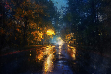 Obraz na płótnie Canvas Rain falling in the forest seen through the window 窓越しから見える森林に降る雨