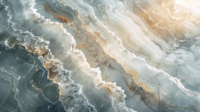 A close-up of polished marble, capturing the subtle gradation of colors and the faint glimmer of embedded crystals.