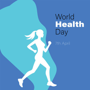 A silhouette line art vector of a Female Jogging on World Health Day