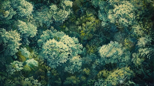 Aerial forest texture. Generative AI