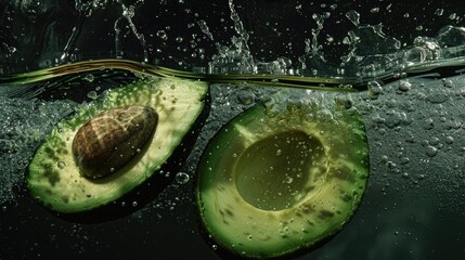 Avocado halves. Generative AI