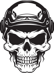 Combat Command Emblematic Vector Illustration of Commanding Military Skull Icon Skull Sentinel Dynamic Emblem Depicting Vigilant Military Skull Iconography