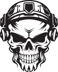 Skull Sentinel Dynamic Emblem Depicting Vigilant Military Skull Iconography Warlords Legacy Iconic Logo Design Featuring Historic Military Skull Badge