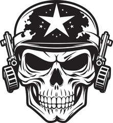 Combat Comrade Emblematic Vector Illustration of Skull Brotherhood in Military Context Skull Sovereignty Dynamic Emblem Depicting Commanding Military Skull Iconography