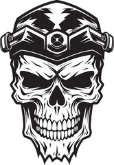 Battlefield Battalion Iconic Logo Design Featuring Tactical Skull Unity Combat Command Emblematic Vector Illustration of Commanding Military Skull Icon