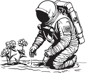 Astronautic Orchard Plant Care Icon Design Stellar Nursery Ventures Astronaut Logo Graphics