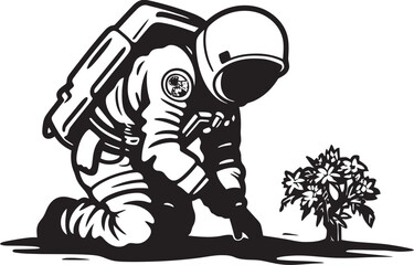 Nebula Nurturer Astronaut Logo Icon Space Botany Ventures Vector Icon Design