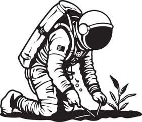 Nebula Nurturer Astronaut Logo Graphics Space Bloom Vector Icon Graphics