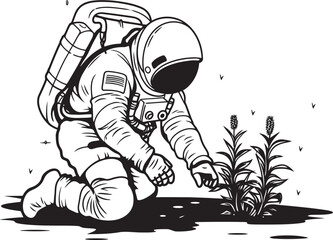 Celestial Sprinkle Vector Plant Care Emblem Galactic Greenery Astronautic Logo Design