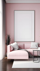 Pink Tone Blank Decorative Painting Frame Mockup Vertical Picture Mobile Poster Display Background