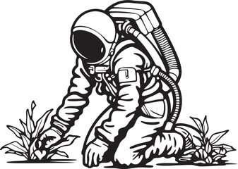 Astral Greenery Astronaut Plant Care Logo Design Cosmic Oasis Vector Space Logo Icon