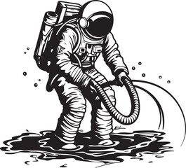 Astral Greenery Astronaut Plant Care Logo Design Cosmic Oasis Vector Space Logo Icon