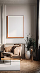 Brown Tone Blank Decorative Painting Frame Mockup Vertical Picture Mobile Poster Display Background