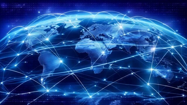 Global connection lines, communication technology global world network.