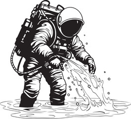 Stellar Sprout Vector Graphic of Astronaut Tending to Plants Space Oasis Astronaut Plant Care Emblem