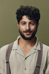 Obraz premium Isolated man face casual portrait caucasian young handsome adult person smile guy male background happy