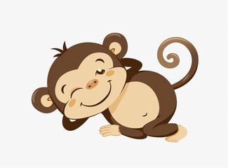 Fototapeta premium Funny monkey drawing