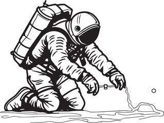 Stellar Sow Astronaut Plant Care Logo Design Galactic Growth Vector Graphic of Astronaut Watering Plants