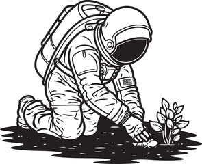 Nebula Botanist Vector Logo Artwork Interstellar Cultivation Astronaut Logo Graphics