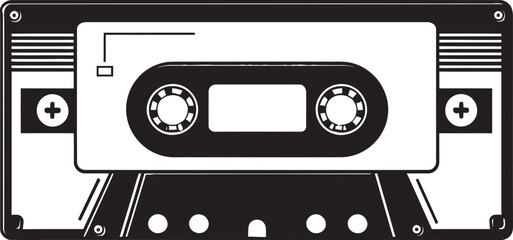Retro Resonance Cassette Tape Emblem Graphics Nostalgic Notes Vintage Cassette Logo Vector