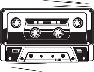 Retro Remix Cassette Tape Emblem Graphics Nostalgia Blast Vintage Cassette Logo Vector