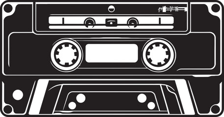 Vintage Groove Cassette Tape Emblem Graphics Retro Resonance Classic Cassette Logo Vector