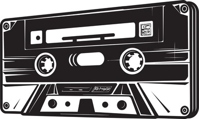 Timeless Tracks Cassette Tape Emblem Graphics Vintage Symphony Retro Cassette Logo Vector