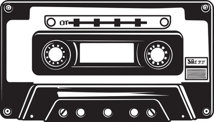 Melodic Journeys Retro Tape Icon Graphics Vintage Serenade Classic Cassette Emblem Vector