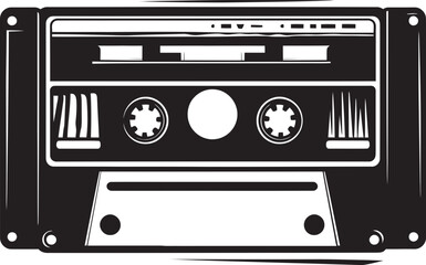 Classic Cassette Nostalgia Vector Emblem Analog Tape Rewind Iconic Logo Design
