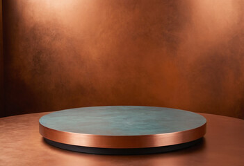 Copper Podium with Copper metal panted background generative ai