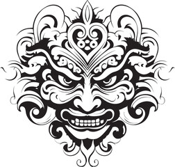 Sacred Balinese Borong Vector Iconic Graphics Colorful Borong Expressions Balinese Artwork Emblem