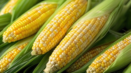 Detailed view of fresh corn on the cob