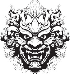 Balinese Borong Magic Vector Iconic Emblem Traditional Borong Majesty Graphic Logo Design