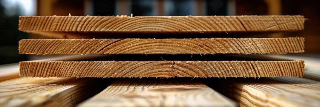 A stack of wooden boards neatly arranged on top of a table