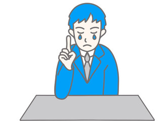 指をポイントして泣いているビジネス男性