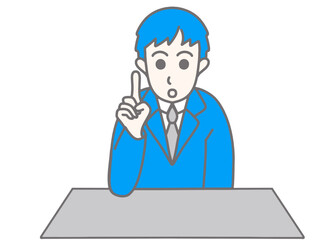 指をポイントして驚いているビジネスマン