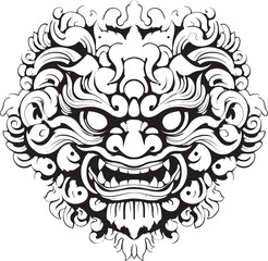 Mystical Borong Magic Iconic Artwork Emblem Vibrant Balinese Essence Graphic Logo Design