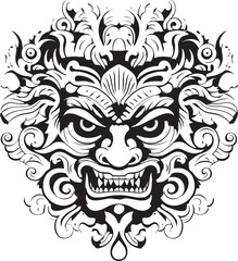 Fototapeta premium Symbolic Balinese Magic Vector Iconic Design Ancient Borong Splendor Graphic Logo Graphics