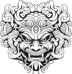 Mystical Borong Interpretations Balinese Logo Icon Cultural Heritage Borong Vector Artwork Emblem
