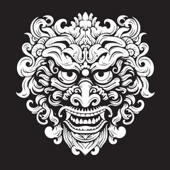 Artistic Balinese Borong Vector Artwork Icon Intricate Borong Patterns Balinese Logo Design