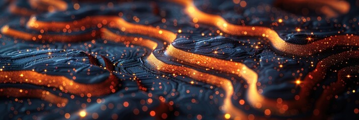 A detailed view of a blue cloth with flames burning intensely - obrazy, fototapety, plakaty